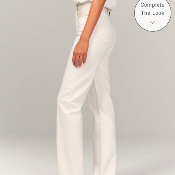 Abercrombie Mixed Fabric Ultra High Rise 90s Straight Jean 27 extra short - Picture 5 of 9